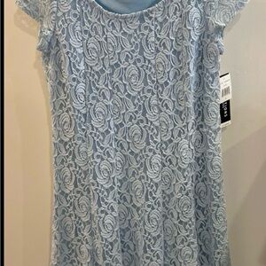 Perceptions New York Powder Blue Lace Short Sleeve Women Dress Size L NWT